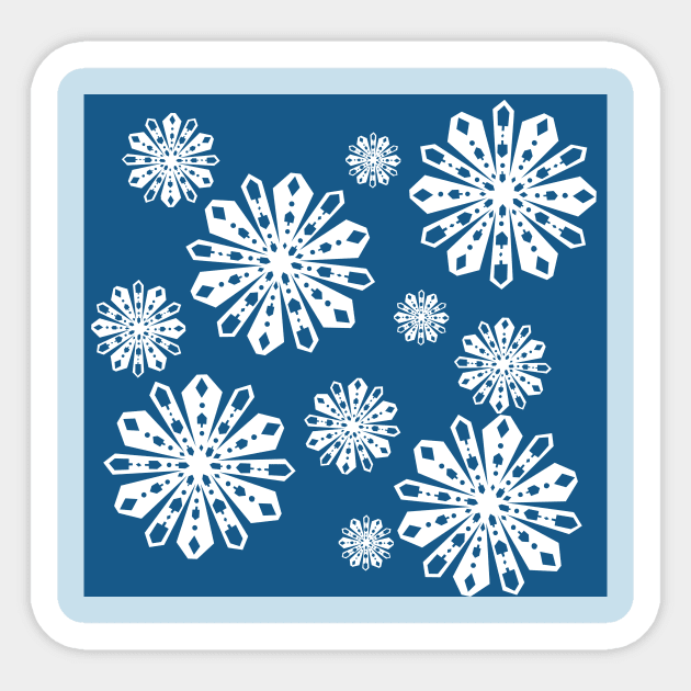 Dreidel Paper Snowflakes - Happy Hanukkah - Dark Blue Sticker by AJHDesigns 